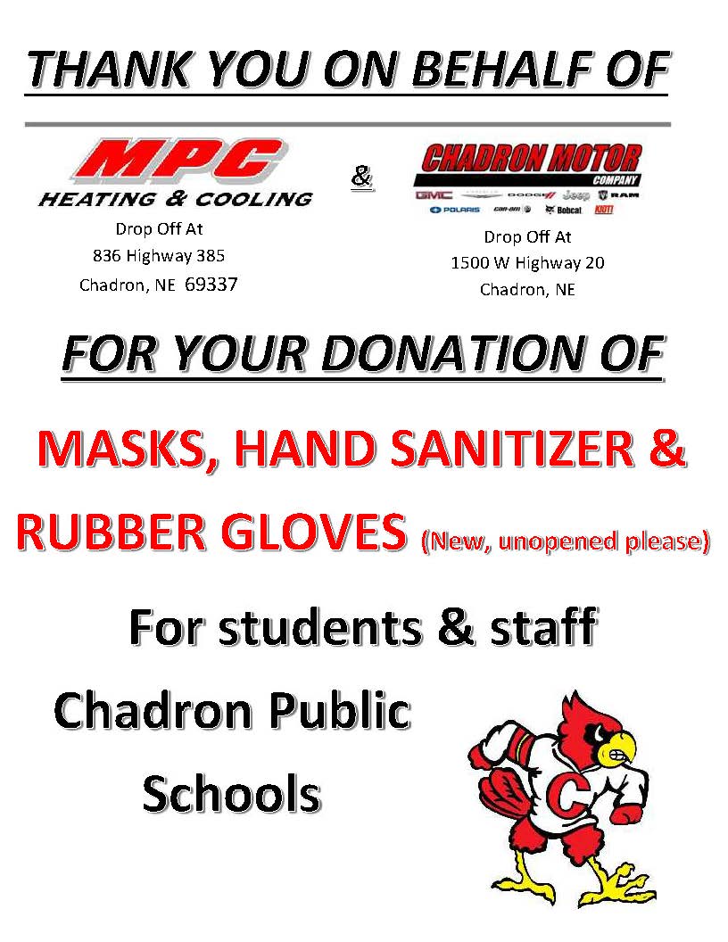 MPC and CMC Thank you for donations to Chadron Public Schools MPC and CMC Thank you for donations to Chadron Public Schools